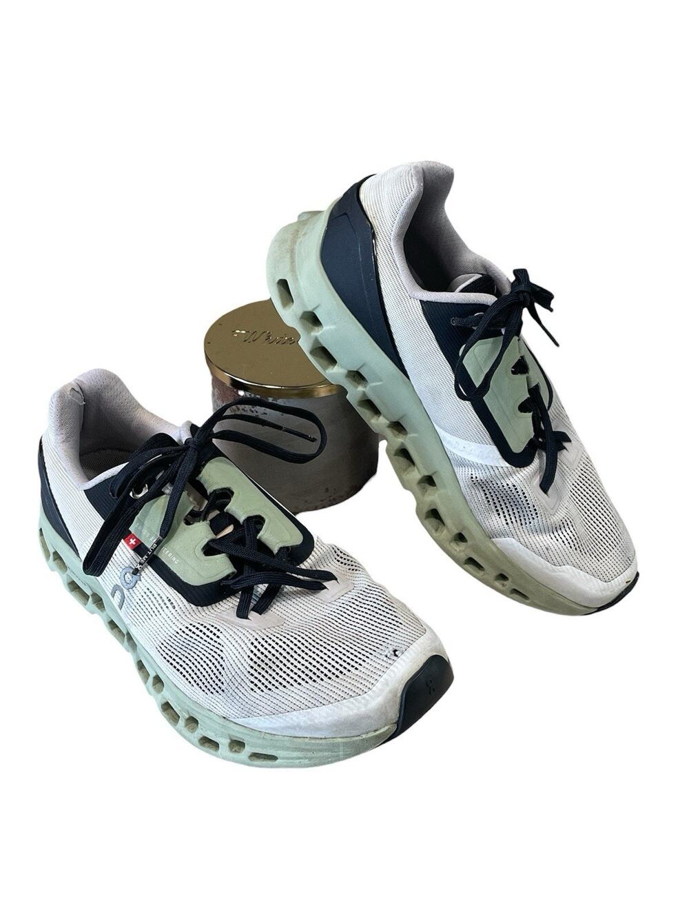 ON Cloudstratus Road Running Shoes Womens 7 White Sage Black CloudTec Comfort